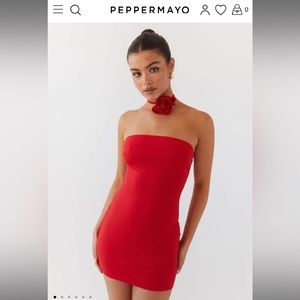 Peppermayo Ruby Glamour Rose Mini Dress - Rouge Red